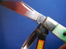 Steel Warrior Folding 5 Blade Pocket Knife W/ Beautiful Green Jigged Bone scales NOS/NIB