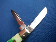 Steel Warrior Folding 5 Blade Pocket Knife W/ Beautiful Green Jigged Bone scales NOS/NIB