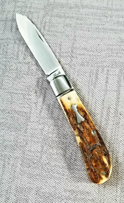 Bobby Toole Custom Bark Mammoth ivory Zulu Spear Knife,New, CPM-154 ,4"..fluted integral bolsters 