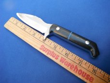 Custom handmade fixed blade knife with leather sheath.  A very sharp edge.