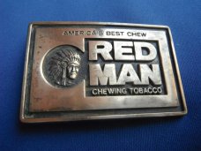 1978 Red Man Chewing Tabaco Solid Brass Belt Buckle. Made in the USA!!!