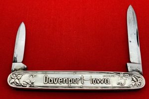Vintage EMPIRE KNIFE CO German Savings Bank Sterling Silver 2-Blade Pen Pocket Knife c.1909