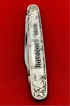 Vintage EMPIRE KNIFE CO German Savings Bank Sterling Silver 2-Blade Pen Pocket Knife c.1909