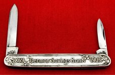 Vintage EMPIRE KNIFE CO German Savings Bank Sterling Silver 2-Blade Pen Pocket Knife c.1909