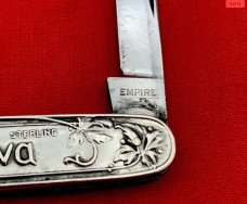 Vintage EMPIRE KNIFE CO German Savings Bank Sterling Silver 2-Blade Pen Pocket Knife c.1909