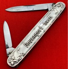 Vintage EMPIRE KNIFE CO German Savings Bank Sterling Silver 2-Blade Pen Pocket Knife c.1909