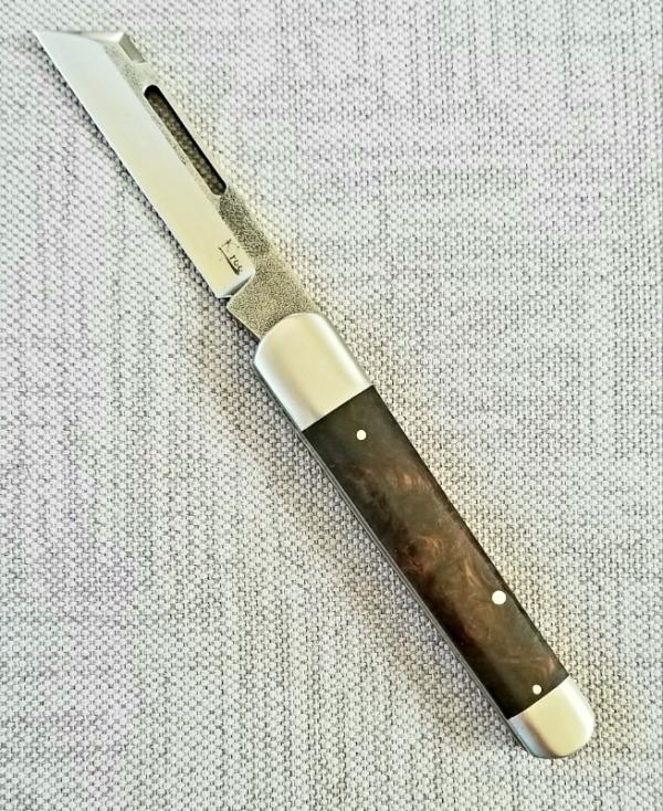 K'roo Custom Sheepsfoot Sleeveboard,3.86" N690..brut de force look...Zebrawood Scales..Scagel cut K'roo Custom Sheepsfoot Sleeveboard,3.86" N690..brut de force look...Zebrawood Scales..Scagel cut