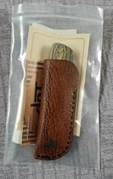 DrT Dino pattern, Caterpillar Fordite and Westinghouse micarta 3.75" closed ,coa/slip