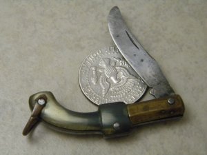 Unbranded Horn Miniature Gun Shaped Figural Knife