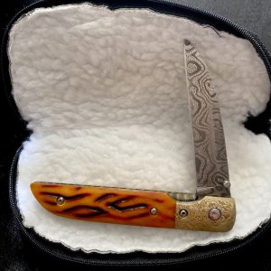 Joe Pardue Custom (Non-Production) Damascus Liner-Lock Folder