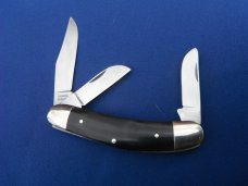  S&W / SMITH AND WESSON HAMMER FORGED POCKET KNIFE, 3 BLADE SOWBELLY, HORN SCALES