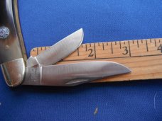  S&W / SMITH AND WESSON HAMMER FORGED POCKET KNIFE, 3 BLADE SOWBELLY, HORN SCALES