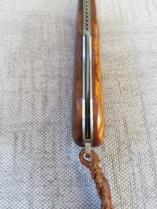 Rusty Preston Giraffe bone Backpocket Trapper, 4.5" closed, Roman Knot filework, lanyard with coa 