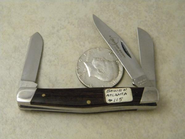 A Bowen Knife Atlanta USA Small Wood Stockman Knife 