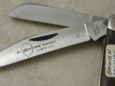 A Bowen Knife Atlanta USA Small Wood Stockman Knife 
