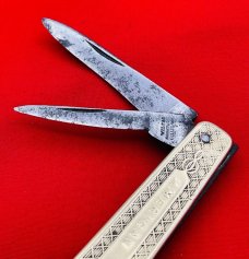 Vintage WILSON HAWKSWORTH & ELLISON/AMERICAN KNIFE Brass Jack Hybrid Pocket Knife c.1846-1911