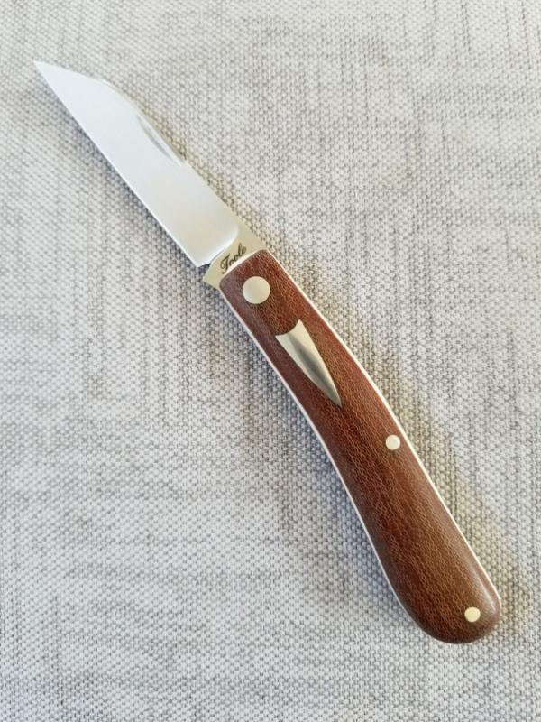 Bobby Toole Custom Dogleg Shadow Knife, crosscut micarta, New, CPM-154 ,4" closed , coa & pouch 