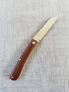Bobby Toole Custom Dogleg Shadow Knife, crosscut micarta, New, CPM-154 ,4" closed , coa & pouch 