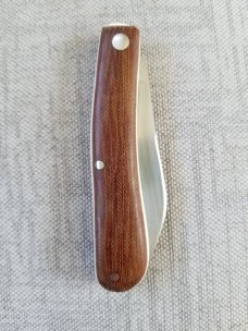 Bobby Toole Custom Dogleg Shadow Knife, crosscut micarta, New, CPM-154 ,4" closed , coa & pouch 