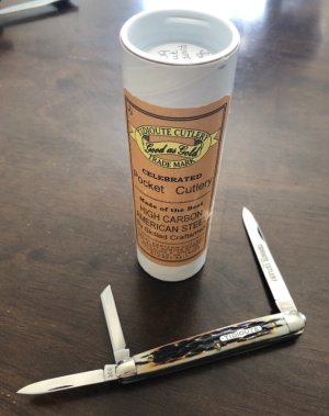 2009 - Great Eastern Cutlery (GEC) Tidioute - 2nd Cut Jig Burnt Stag Melon Tester Whittler Knife PPP