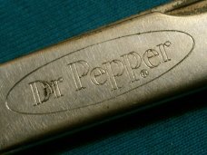 VINTAGE DR PEPPER BASSETT USA ADVERTISING FOLDING POCKET WATCH FOB KNIFE KNIVES OLD AD