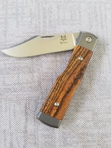 Fox Cutlery Recoil Gunstock, Lava Carbon Fiber, M390, Titanium, 3.5" closed, Italian SFO 