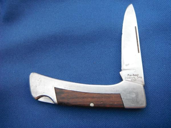 KA-BAR Folding lock-back Pocket Knife No. 2792 Steel & Wood Inlays