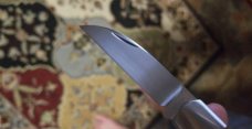 Andy Fannin Custom Mammoth Ivory Swayback Knife,,coa/slip, PM-154 ,3.5" clsd  with my diamond shield