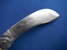 Custom handmade fixed blade skinning knife, camp knife with leather sheath.  A sharp edge.