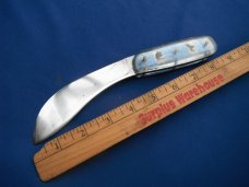 Custom handmade fixed blade skinning knife, camp knife with leather sheath.  A sharp edge.