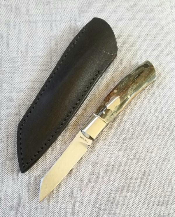 Poroshyn Mammoth Native Fixed blade...M390...blade is 3" total.2.75 sharp..6.75" oal.. makers sheath Poroshyn Mammoth Native Fixed blade...M390...blade is 3" total.2.75 sharp..6.75" oal.. makers sheath