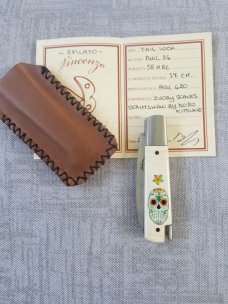 Vincenzo Balistreri Elephant Ivory ScrimshawTaillock,4" closed..rwl34. Doro Kitsune..modern Barlow 