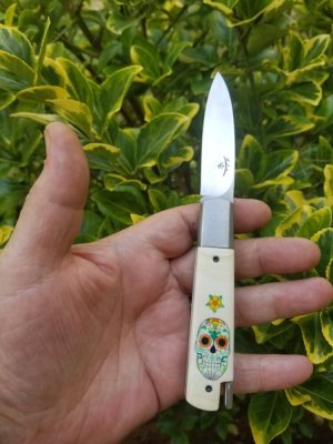 Vincenzo Balistreri Elephant Ivory ScrimshawTaillock,4" closed..rwl34. Doro Kitsune..modern Barlow
