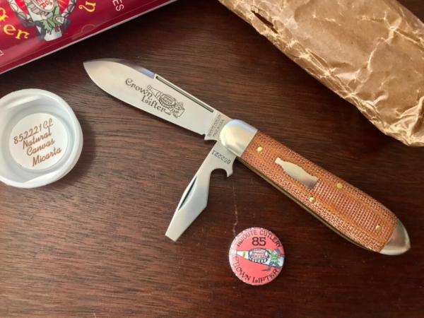 Great Eastern Cutlery Tidioute #852221CL Crown Lifter, Natural Canvas Micarta Handle, New (GEC 85) Great Eastern Cutlery Tidioute #852221CL Crown Lifter, Natural Canvas Micarta Handle, New (GEC 85)
