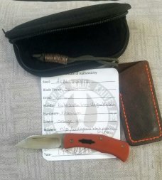 Taylor Cochise Ultralight Custom..Butterscotch Linen micarta...AEB-L..3 5/8" cld..coa..pouch..slip 