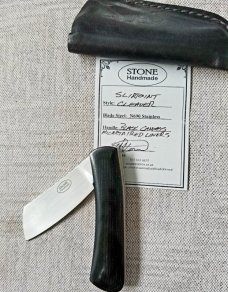 Tinus Stone Custom Cleaver slipjoint...4" ...Black Micarta and N690..w/liners...coa and slip.