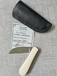 Tinus Stone Custom Gentleman slipjoint...3.75" ...Ivory Micarta and N690..G10 liners...coa and slip.