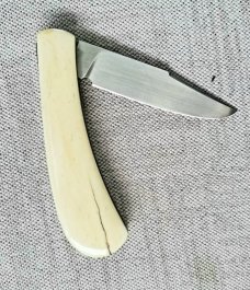 Tinus Stone Custom Lanny Clip slipjoint...4" ...Giraffe Bone and N690..w/liners...coa and slip.