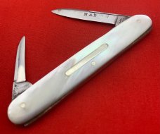 Vintage HUMASON & BECKLEY Equal End Shadow Pen Folding Pocket Knife c.1852-1916 Pearl