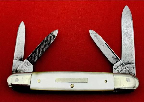 Vintage EDW. PARKER & SONS GERMANY 4-Blade Equal End Pen Pocket Knife c.1900-1930 Pearl