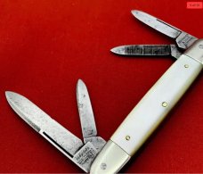 Vintage EDW. PARKER & SONS GERMANY 4-Blade Equal End Pen Pocket Knife c.1900-1930 Pearl