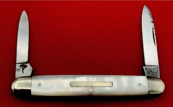 Vintage BOKER’S CUTLERY GERMANY Equal End Senator Pen Pocket Knife Salesman’s Sample c.1891-1944 MOP Vintage BOKER’S CUTLERY GERMANY Equal End Senator Pen Pocket Knife Salesman’s Sample c.1891-1944 MOP