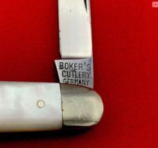 Vintage BOKER’S CUTLERY GERMANY Equal End Senator Pen Pocket Knife Salesman’s Sample c.1891-1944 MOP
