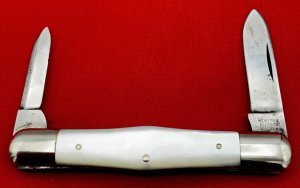 Vintage NEW YORK KNIFE CO 2-Blade Swell Center Pen Pocket Knife c.1856-1931 Mother-of-Pearl