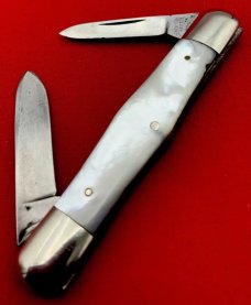Vintage NEW YORK KNIFE CO 2-Blade Swell Center Pen Pocket Knife c.1856-1931 Mother-of-Pearl