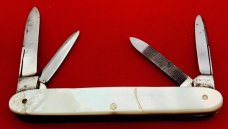 Vintage EMPIRE WINSTED CT 4-Blade Shadow Pen Folding Pocket Knife c.1853-1930  Mother-of-Pearl