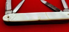 Vintage EMPIRE WINSTED CT 4-Blade Shadow Pen Folding Pocket Knife c.1853-1930  Mother-of-Pearl