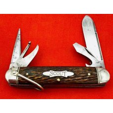 Vintage SCHRADE CUT CO WALDEN 4-Blade Unofficial Scout Folding Pocket Knife c1917-1946 Bone