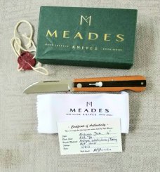 Thys Meades Custom slipjoint...modern Wharnie Barlow..4" ..rwl34..Butterscotch Westinghouse and Afbw
