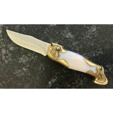 Vintage Miniature Russian Prison Knife RPK Switchblade Boot Shape Brass Handle Used